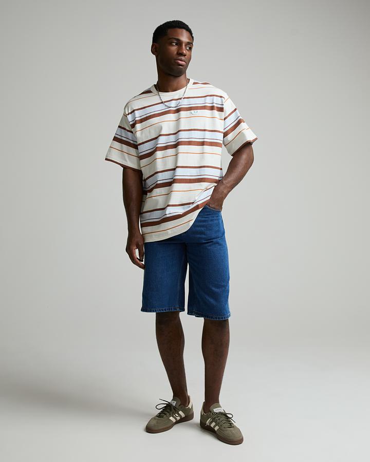 adidas Men's Stripe T-Shirt - Off White/Halo Mint