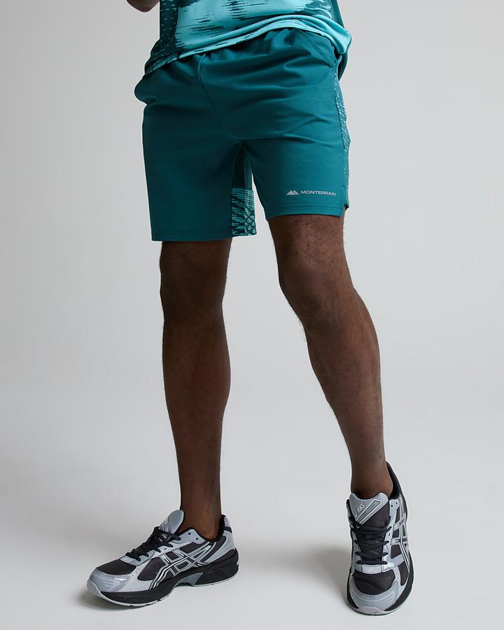Monterrain Men's Divide Woven Running Short - Coastal Drift/Seafarer Teal