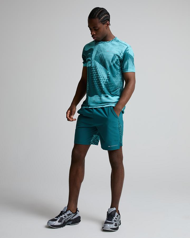 Monterrain Men's Divide Woven Running Short - Coastal Drift/Seafarer Teal