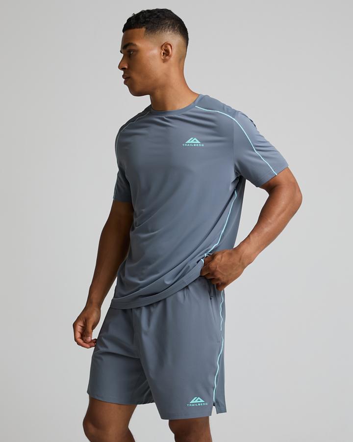 Trailberg Men's Momentum T-Shirt - Ash Grey/Celeste