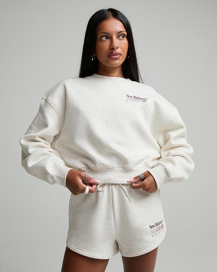 New Balance Women's Trackside Fleece Crew Sweatshirt - Linen Heather
