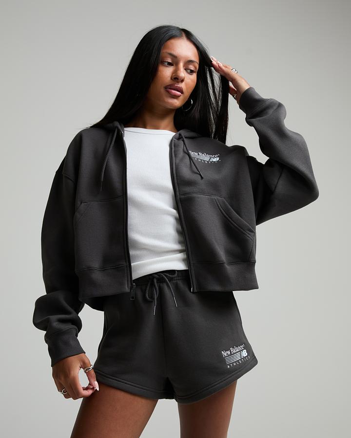 New Balance Women's Trackside Full Zip Fleece - Black Cement