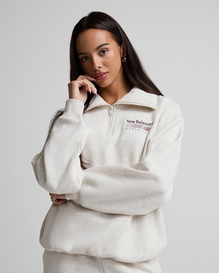 New Balance Women's Trackside Half Zip Fleece - Linen Heather