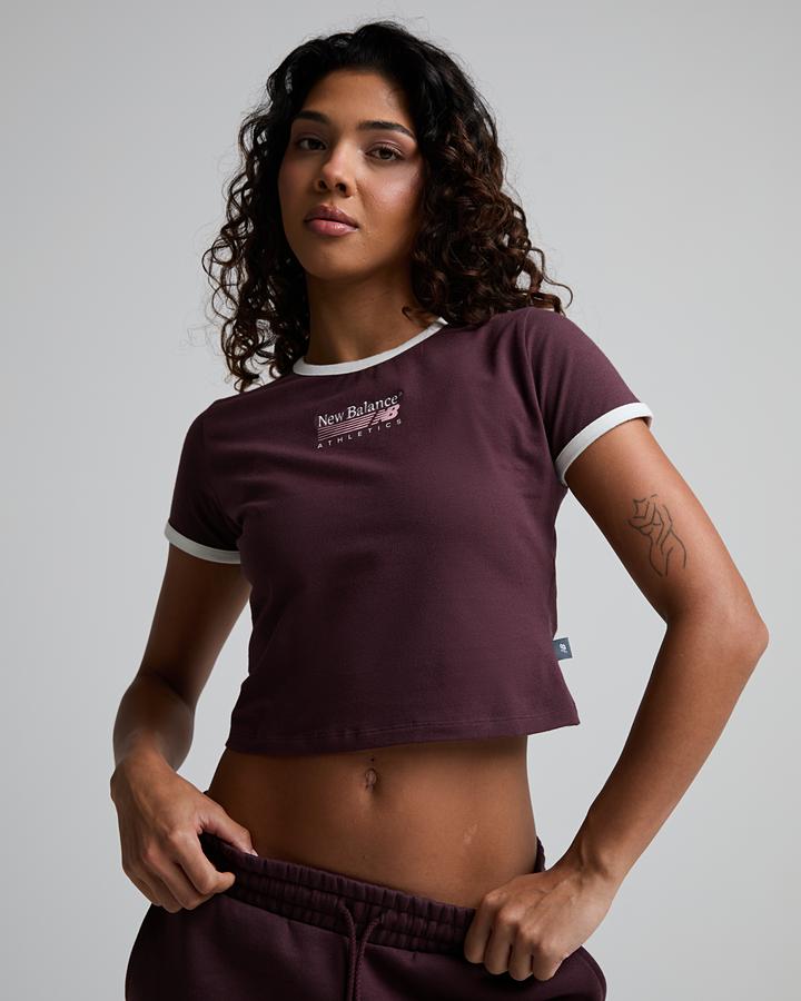 New Balance Women's Trackside Ringer T-Shirt - Cherry Leather
