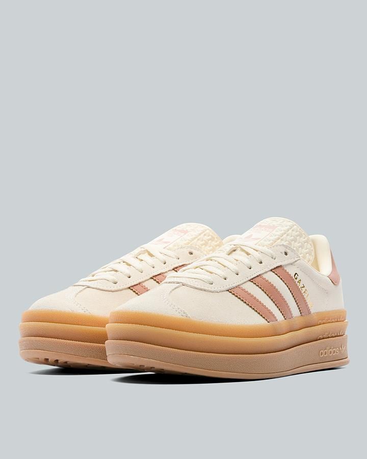 adidas Junior Gazelle Bold Trainers - Cream White Clay Strata Gold Metallic