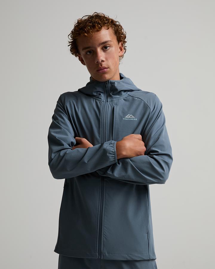 Trailberg Junior Ignite Woven Full Zip Hoodie - Ash Grey Lunar Grey Aqua