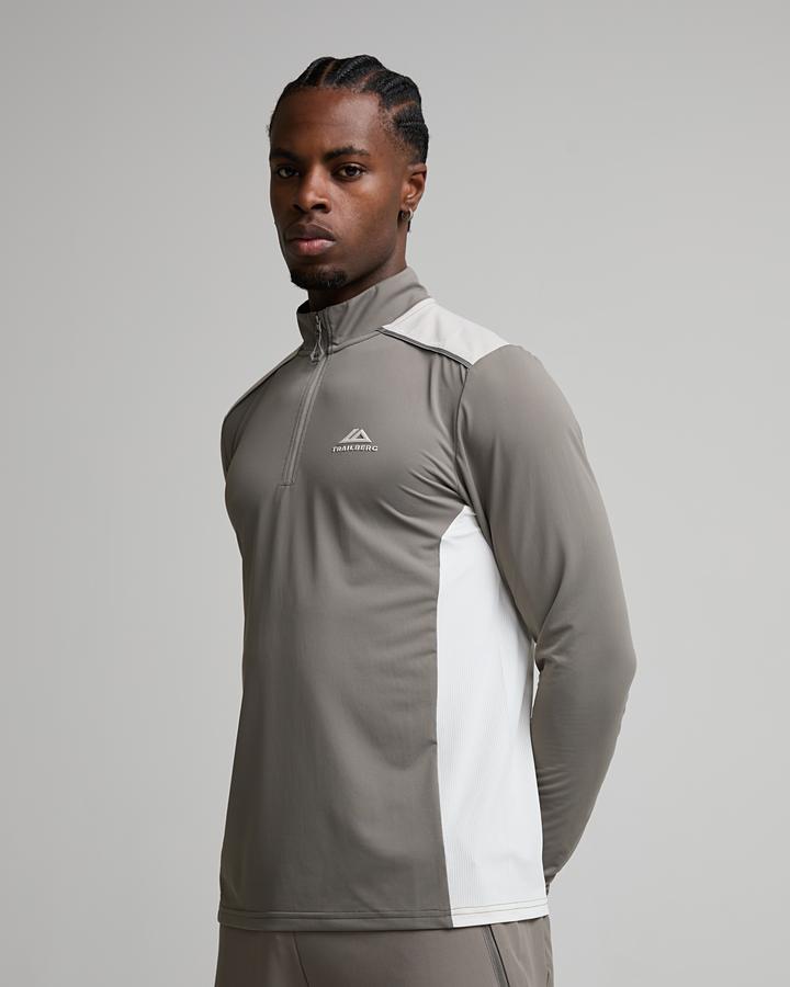 Trailberg Men's Triathlon Ultra Quarter Zip - Mocha/Pebble Stone/Frosted Ridge