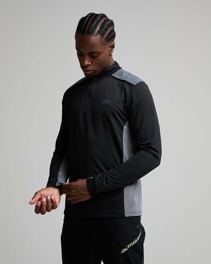 Trailberg Men's Triathlon Ultra Quarter Zip Top - Black/Graphite Grey/Nightfall Grey