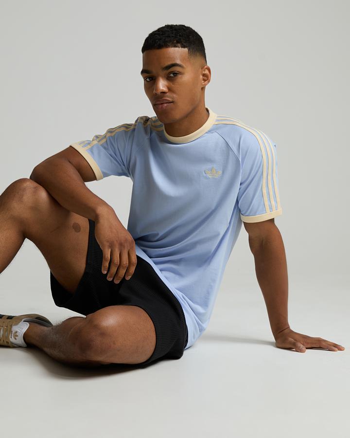 adidas Men's 3-Stripes T-Shirt - Blue Dawn/Warm Vanilla