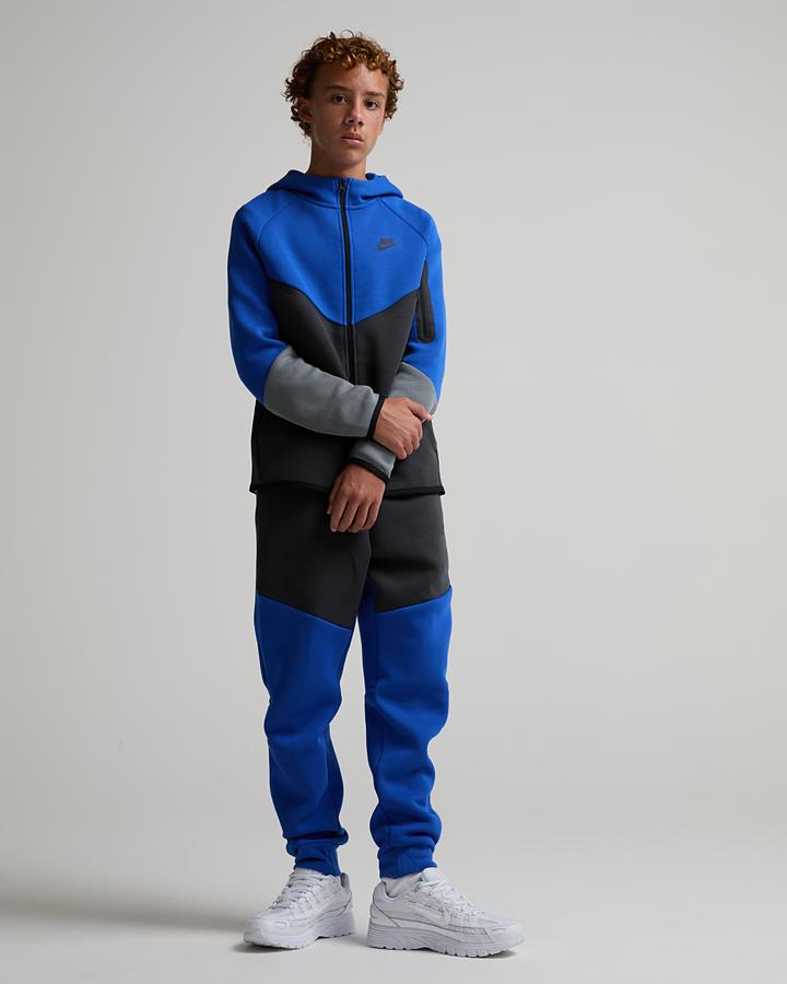 Nike Junior Tech Fleece Full Zip Hoodie - Game Royal Anthracite Smoke Grey