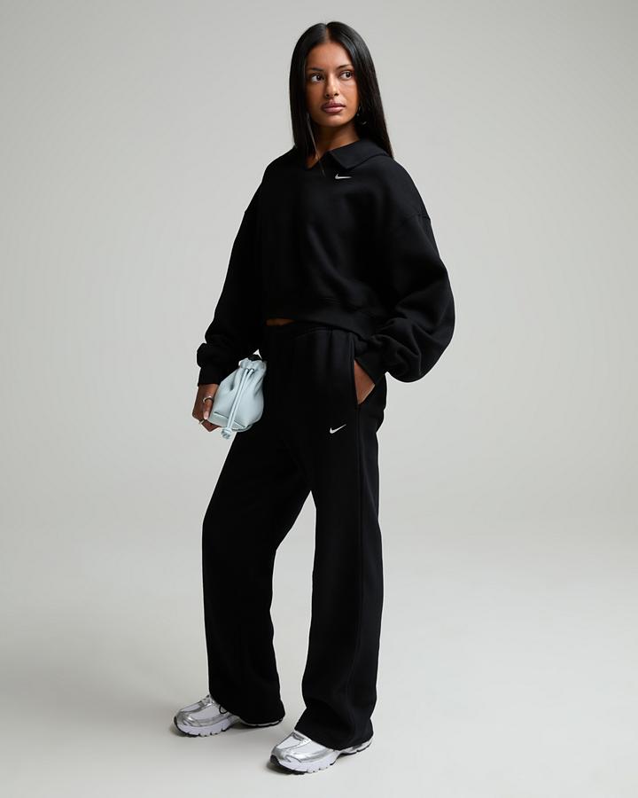 Nike Women's Studio Fleece Open Hem Pant - Black