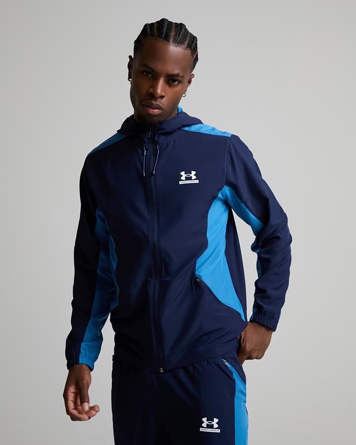 Under Armour Men's Tech Sport Woven Hoodie - Midnight Navy/Aegean Blue/White