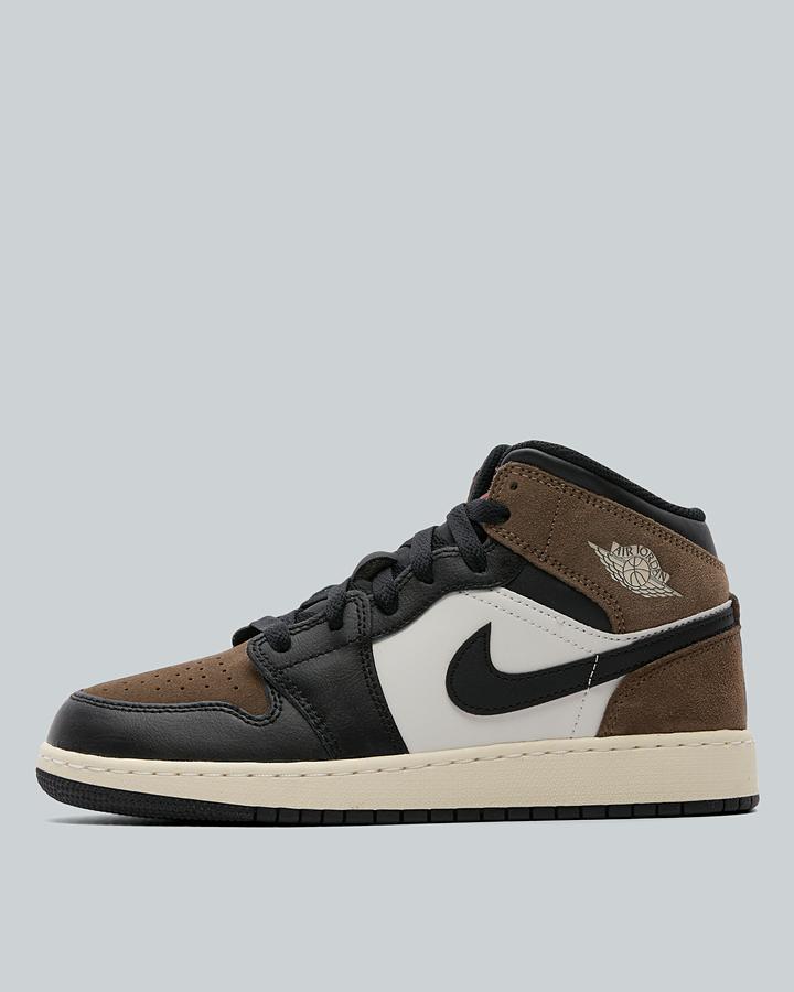 Jordan Junior Air Jordan 1 Mid Trainers - Black Phantom Palomino University Red
