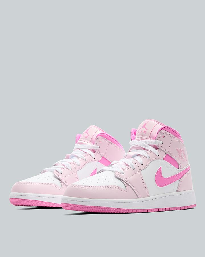 Jordan Junior Air Jordan 1 Mid Trainers - Pink Foam Pink Foam China Rose White