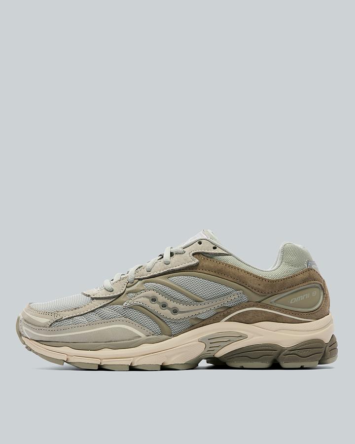 Saucony Men's ProGrid Omni 9 Suede Trainer - Grey/White/Tranquil Blue/White (4131769)