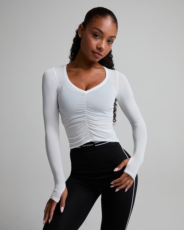 Monterrain Women's Savasana Long Sleeve Top - Optic White/Spring Veil