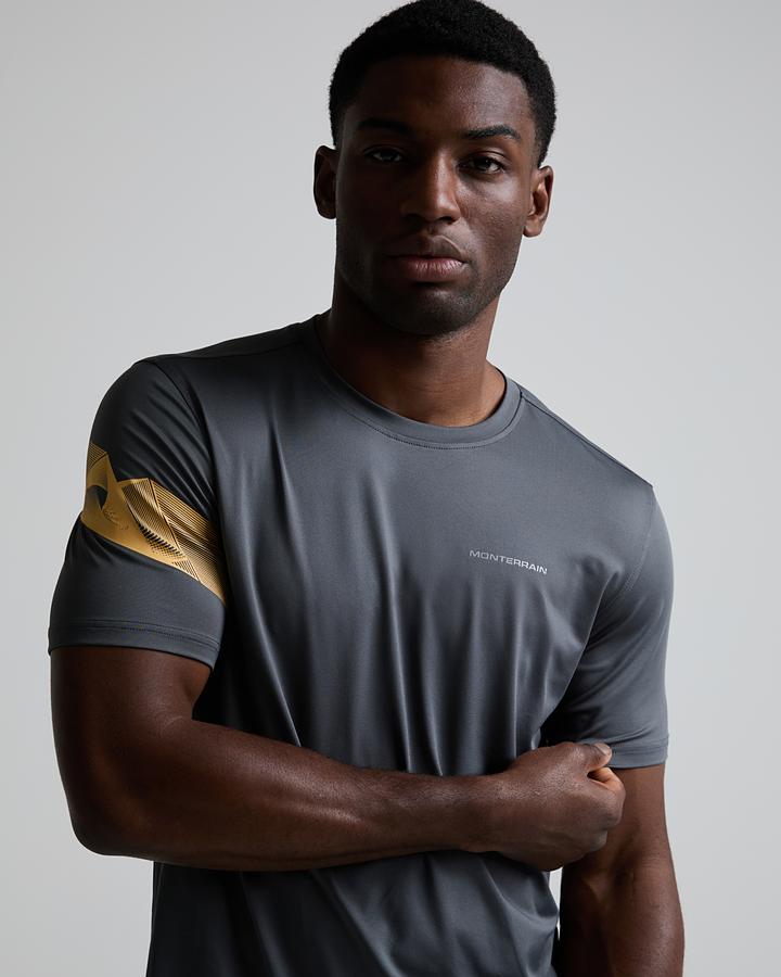 Monterrain Men's Distance T-Shirt - Forged Steel/Pastel Ochre