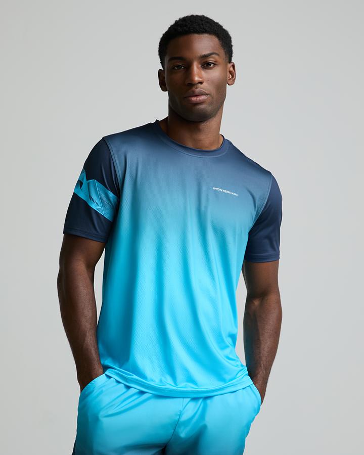 Monterrain Men's Distance Ombre T-Shirt - Academy Blue/Cerulean Cast