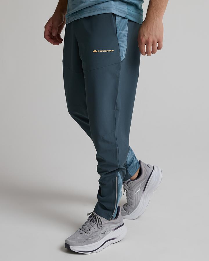 Monterrain Men's Divide Woven Running Pant - Fort Blue/Twilight Graphite/Pastel Ochre