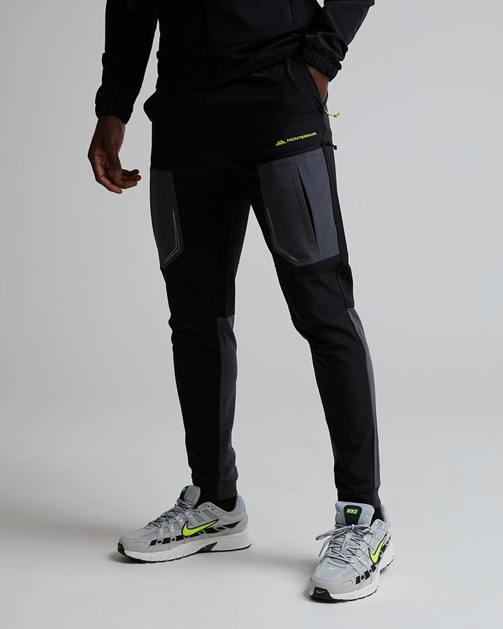 Monterrain Men's Orbit Woven Running Pant - Black/Urban Charcoal/Citrus Fusion