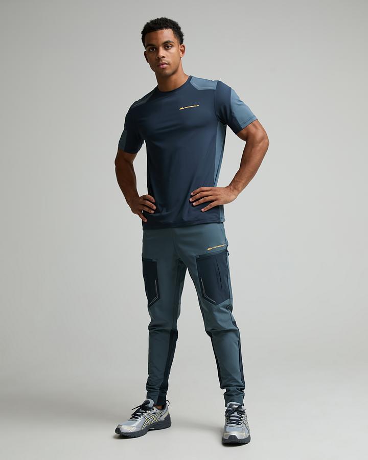 Monterrain Men's Orbit Woven Running Pant - Academy Blue/Twilight Graphite/Pastel Ochre