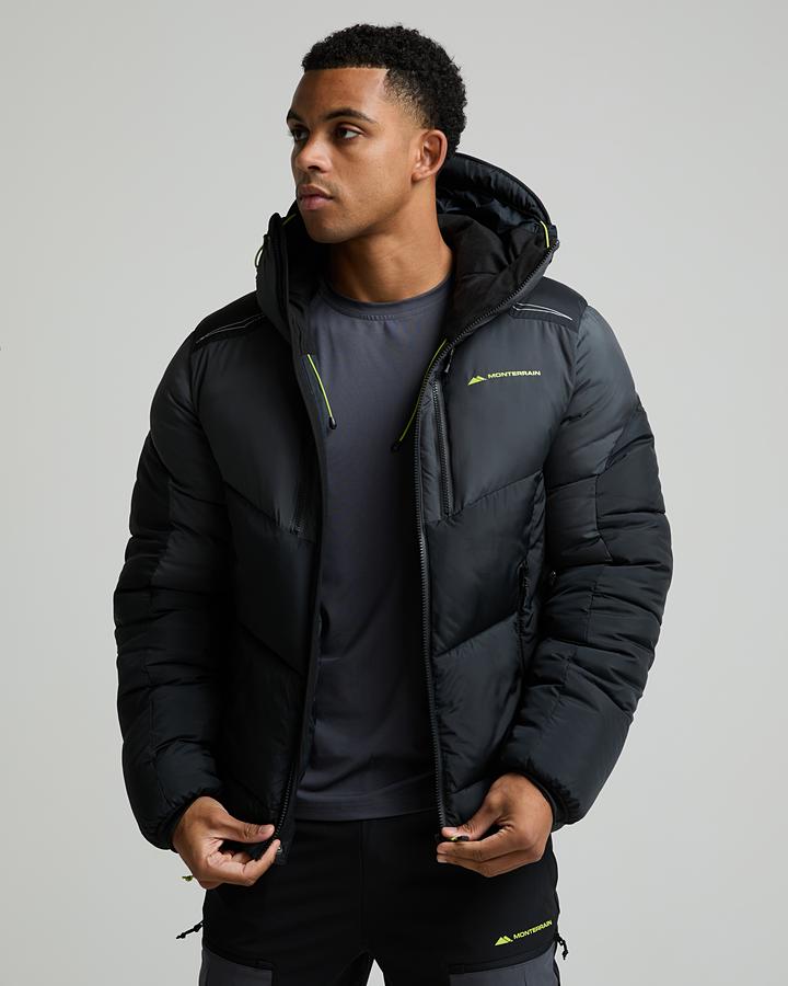 Monterrain Men's Orbit Puffer Jacket - Black/Urban Charcoal/Citrus Fusion