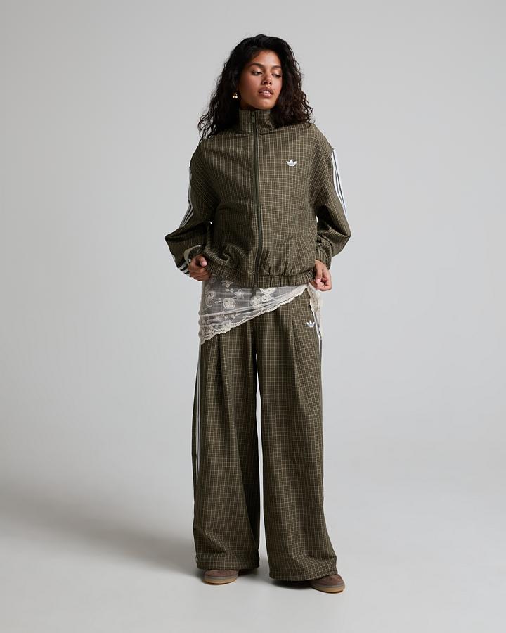 adidas Women's Micro Check Track Top - Olive Strata/Wonder Beige