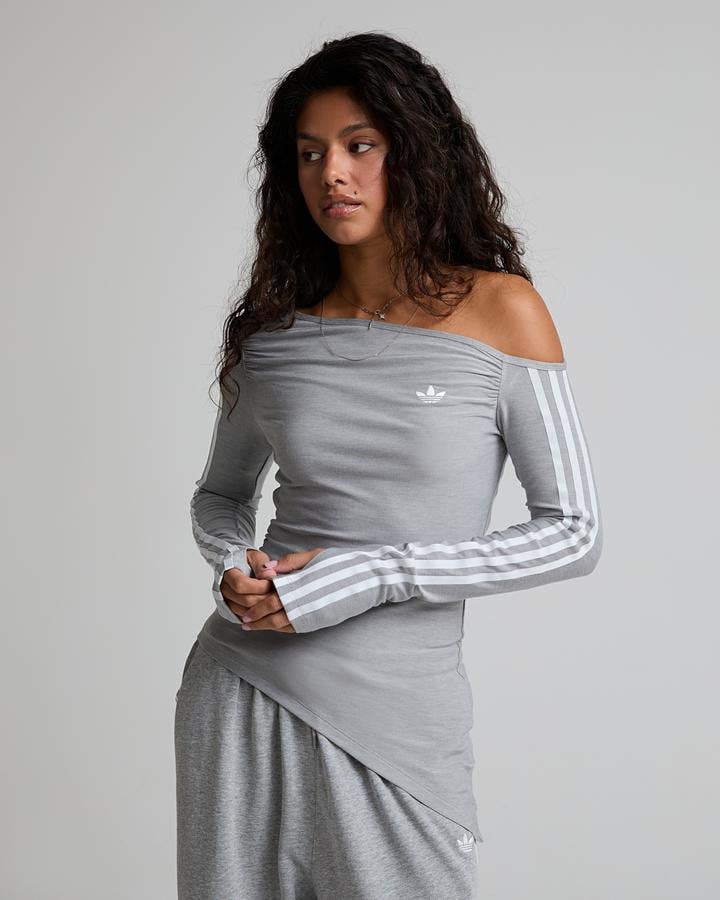 adidas Women's One Shoulder Asymmetric Top - Medium Grey Heather