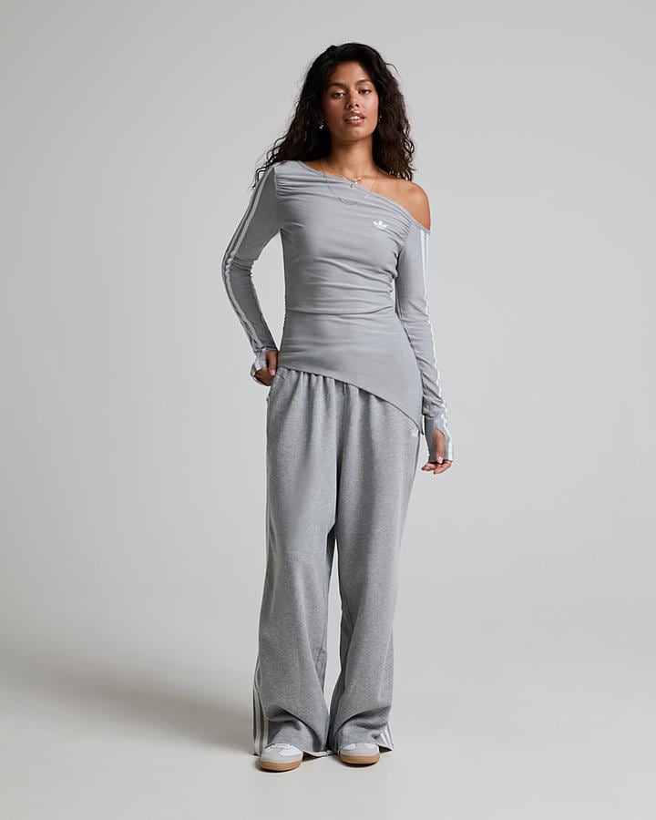 adidas Women's One Shoulder Asymmetric Top - Medium Grey Heather