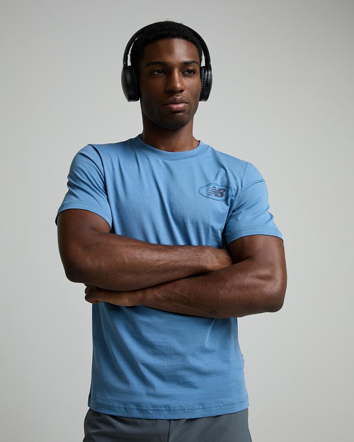 New Balance Men's Oval T-Shirt - Heron Blue