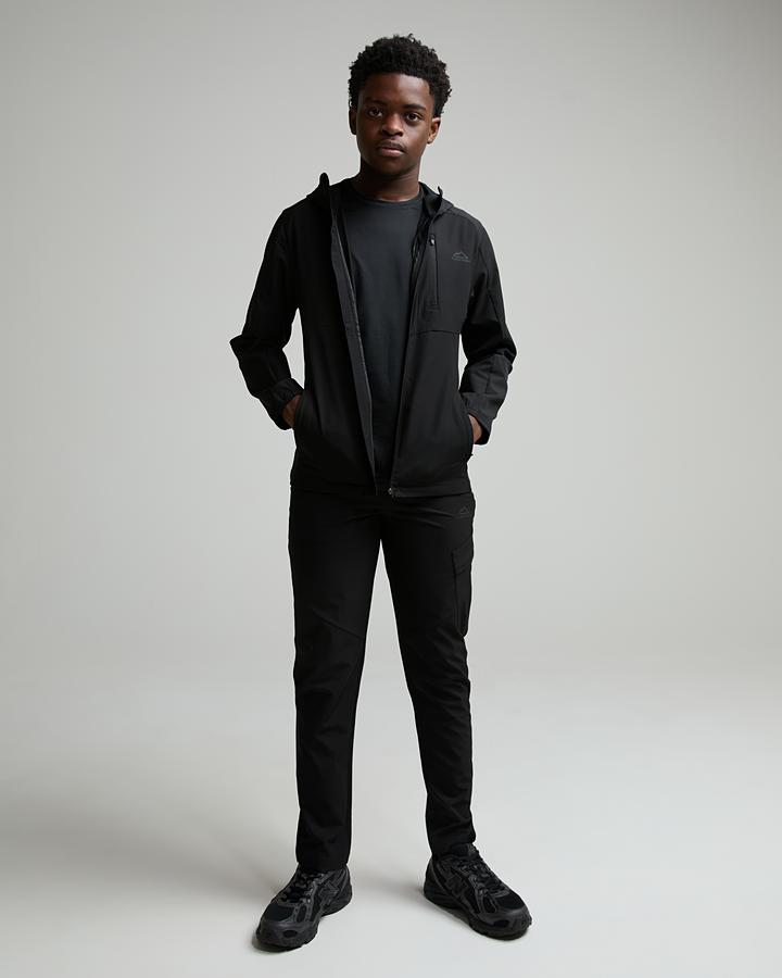 Alpyrex Junior Traverse Woven Zip Through Hoodie - Black