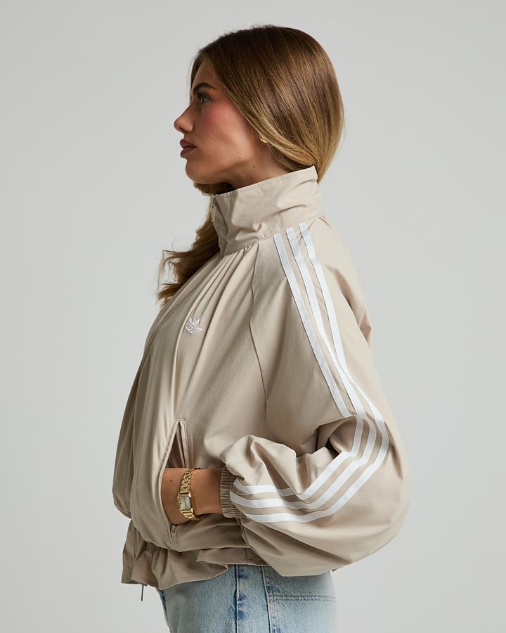 adidas Women's Blousy Oversized Funnel Neck Track Jacket - Khaki Three