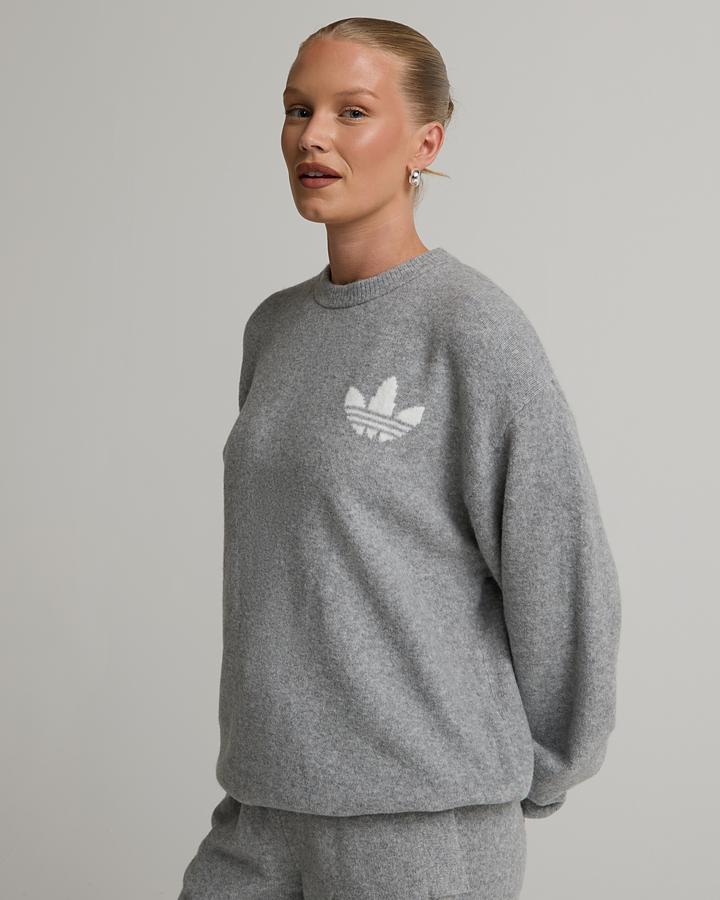 adidas Women's Essential Knit Crewneck Sweatshirt - Medium Grey Heather