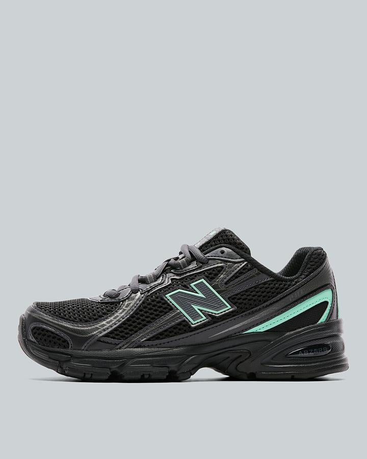 New Balance Junior 740 Trainers - Black Bright Mint