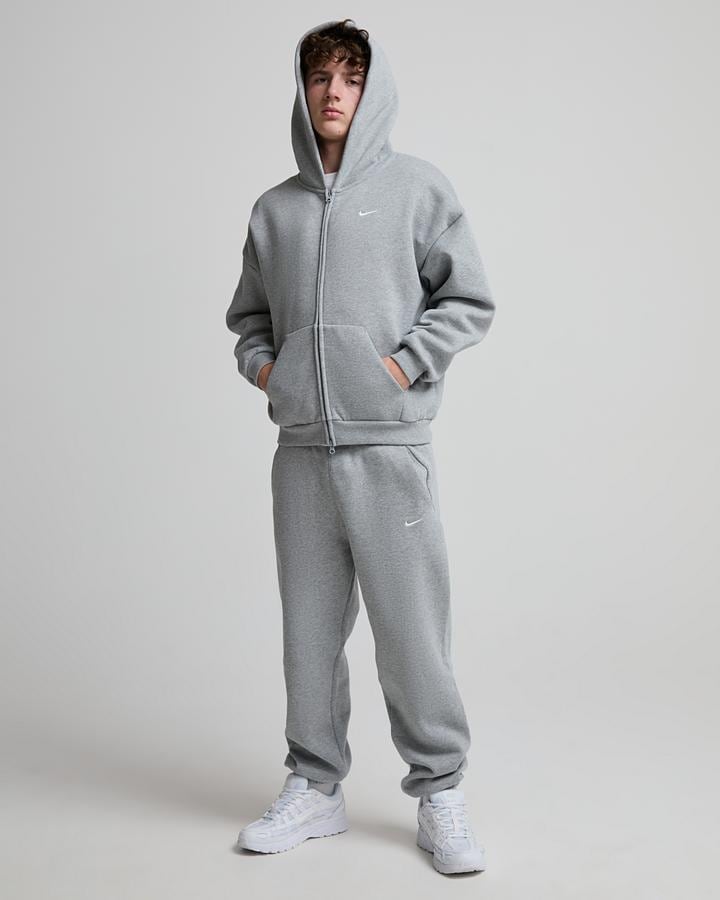 Nike Junior Solo Swoosh Full Zip Hoodie - Dark Grey Heather Sail