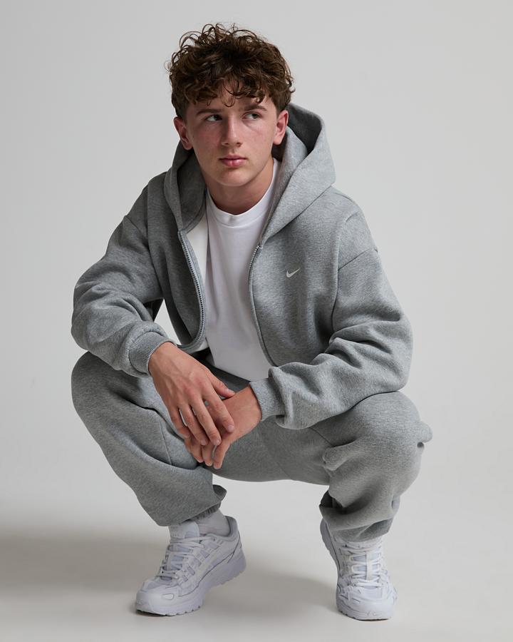 Nike Junior Solo Swoosh Full Zip Hoodie - Dark Grey Heather Sail