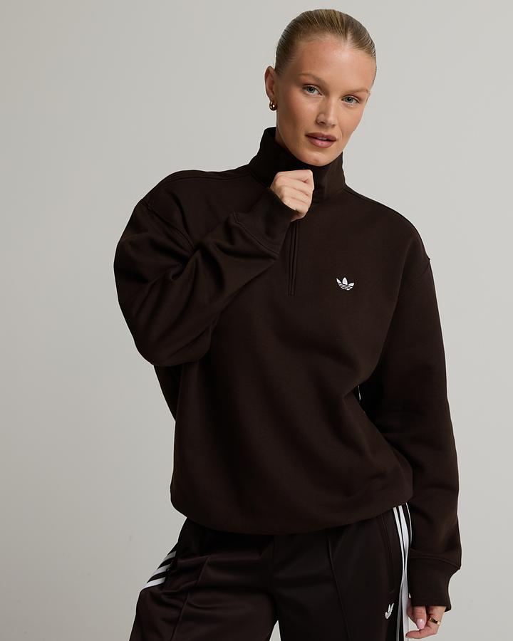 adidas Women's Essential Fleece Crew Half Zip Top - Aurora Coffee