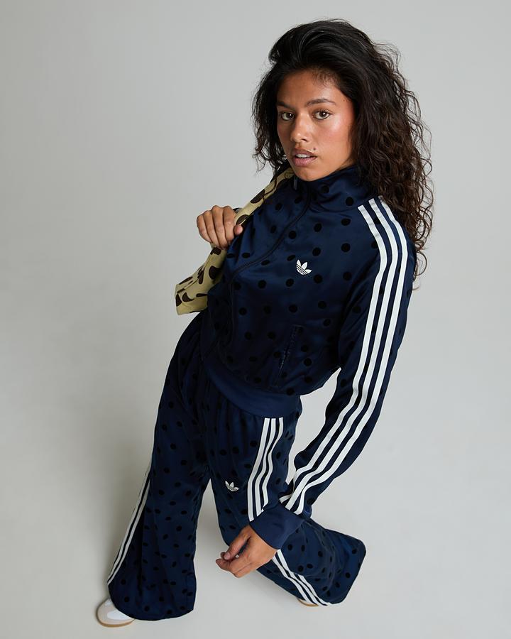 adidas Women's Satin Polka Dot Funnel Neck Track Top - Night Indigo