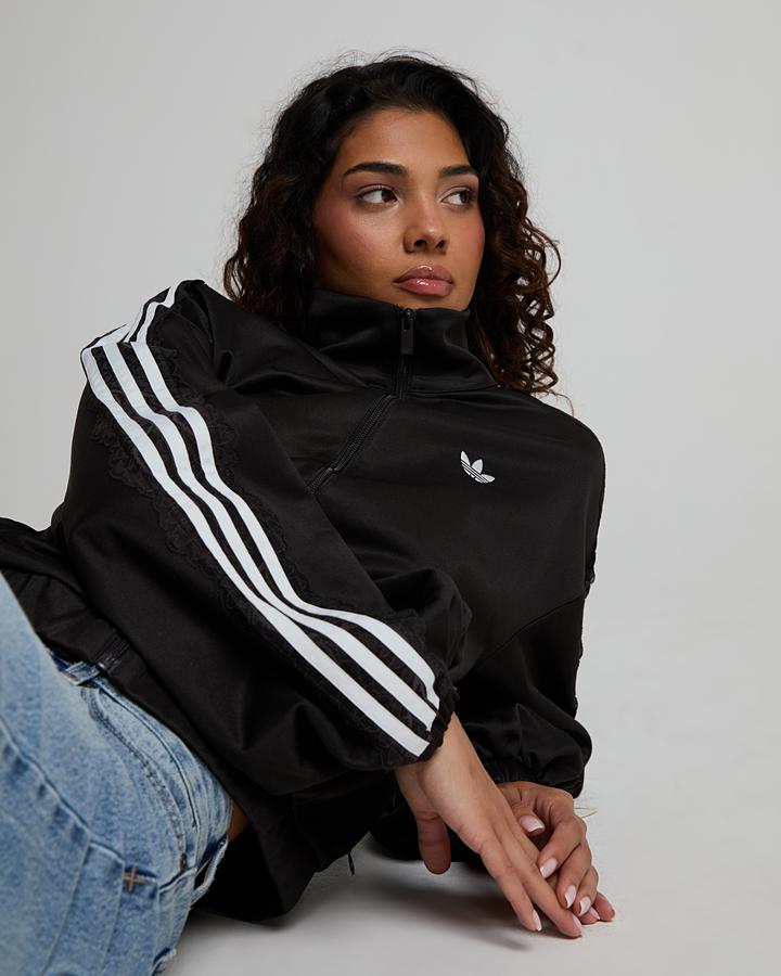 adidas Women's Firebird Funnel Neck Lace Oversized Track Top - Night Brown