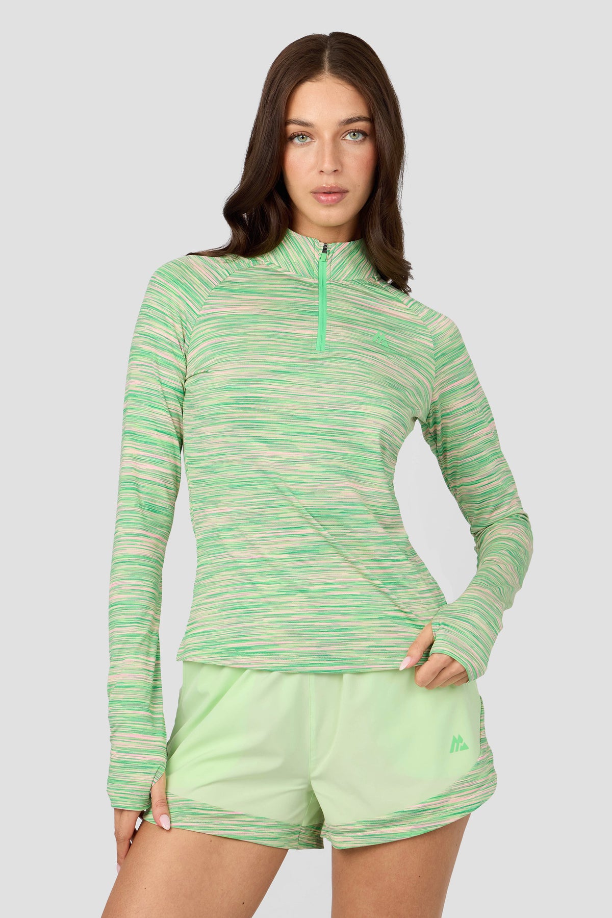 Montirex Women's Trail 1/4 Zip - Green/Pink