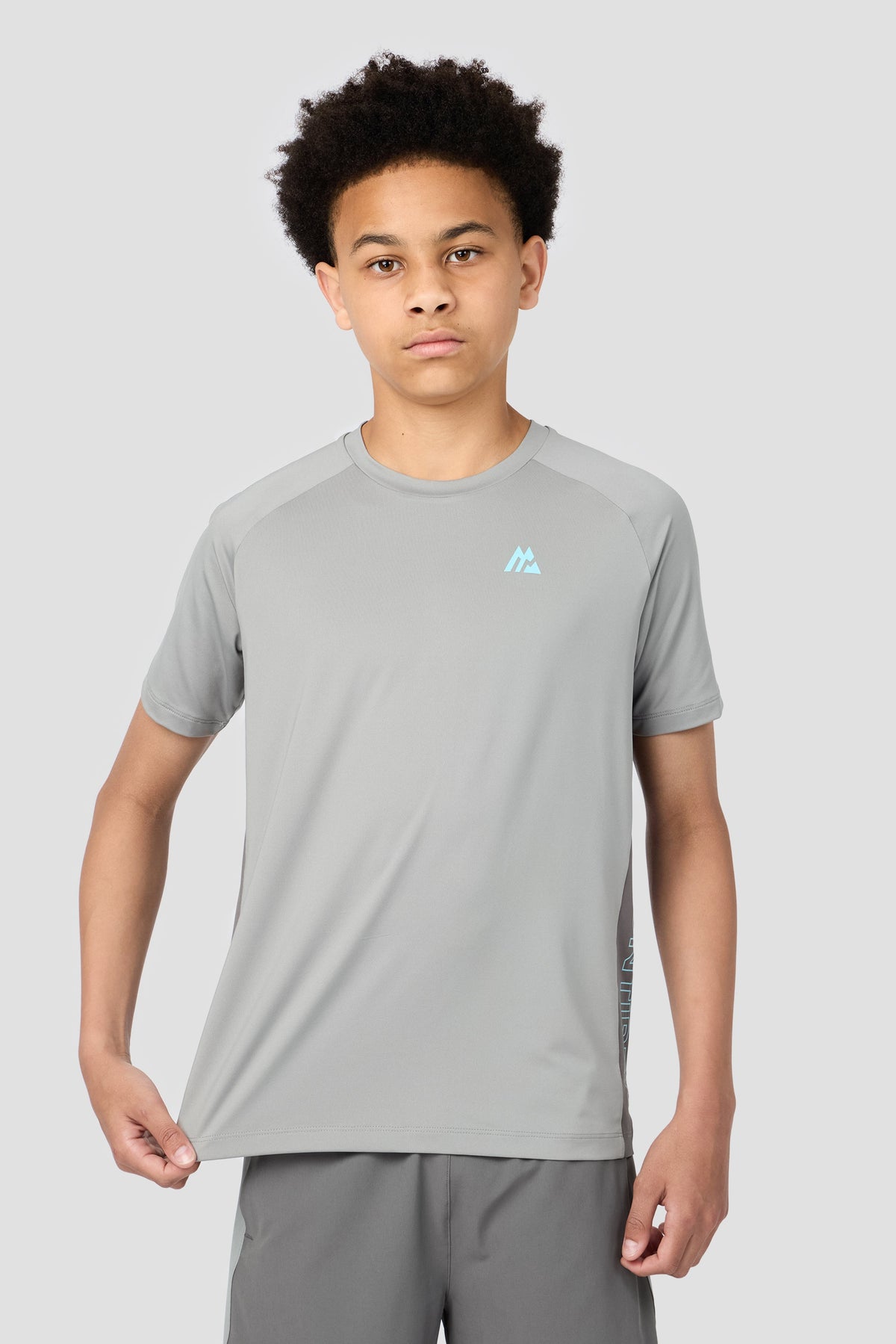 Montirex Junior Optic T-Shirt - Platinum Grey Cement Grey Neon Sky