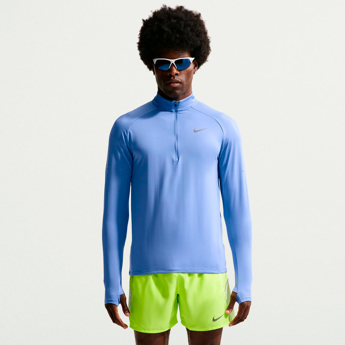 Nike Stride Half-Zip Running shirt Light blue/silver