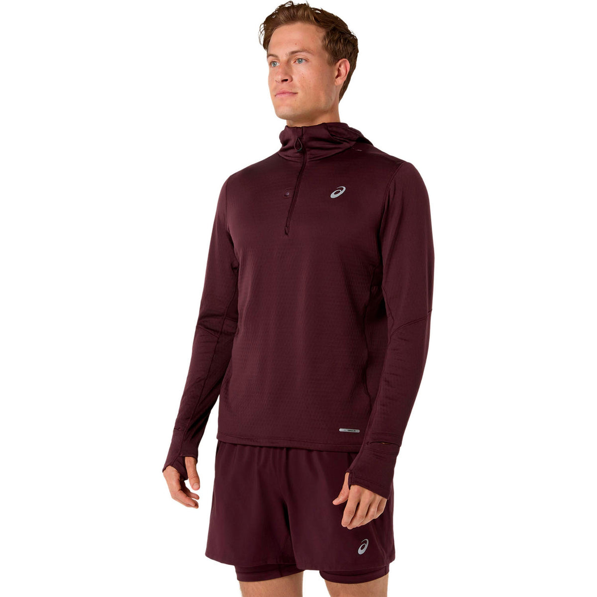 ASICS Road Winter hooded Men's T-Shirt - Wine Red