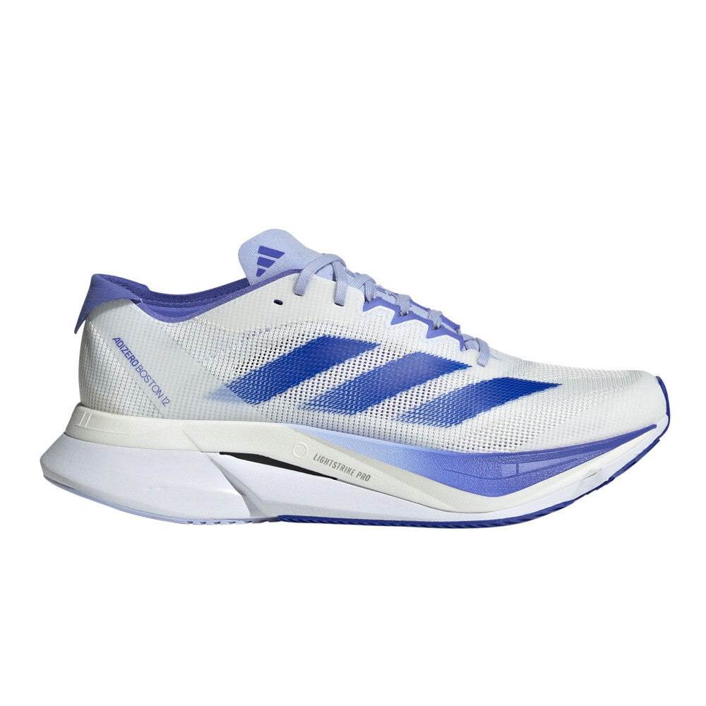 adidas Adizero Boston 12 Women's Running Shoes - White/Lucid Blue/Cobalt Blue