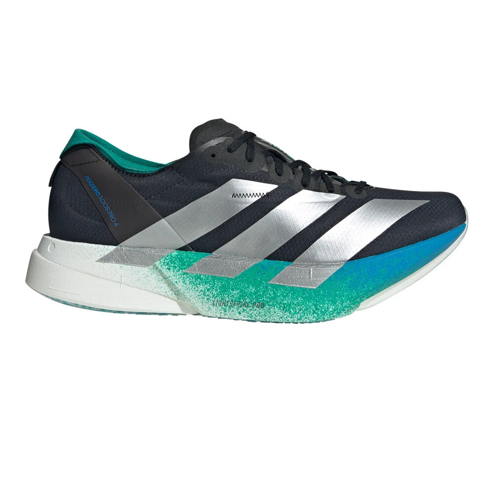 adidas Adizero Adios Pro 4 Men's Running Shoes - Core Black/Matte Silver/Glory Green
