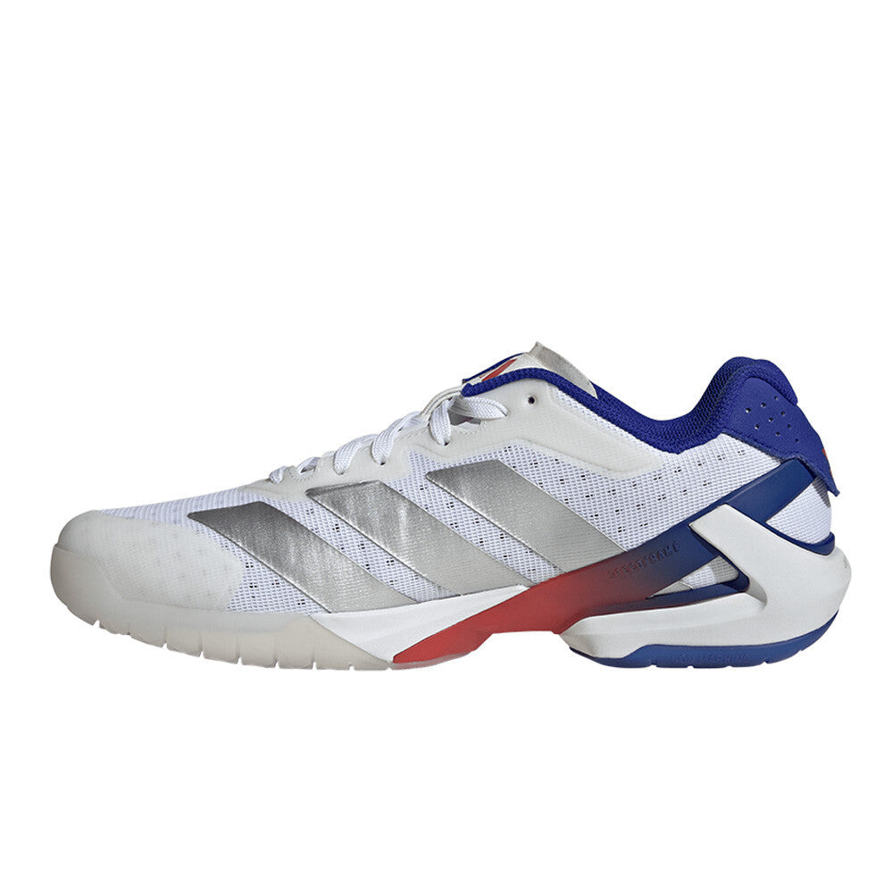 adidas Adizero Counterblast Men's Indoor Court Shoes - Cloud White/Silver Metallic/Pure Ruby