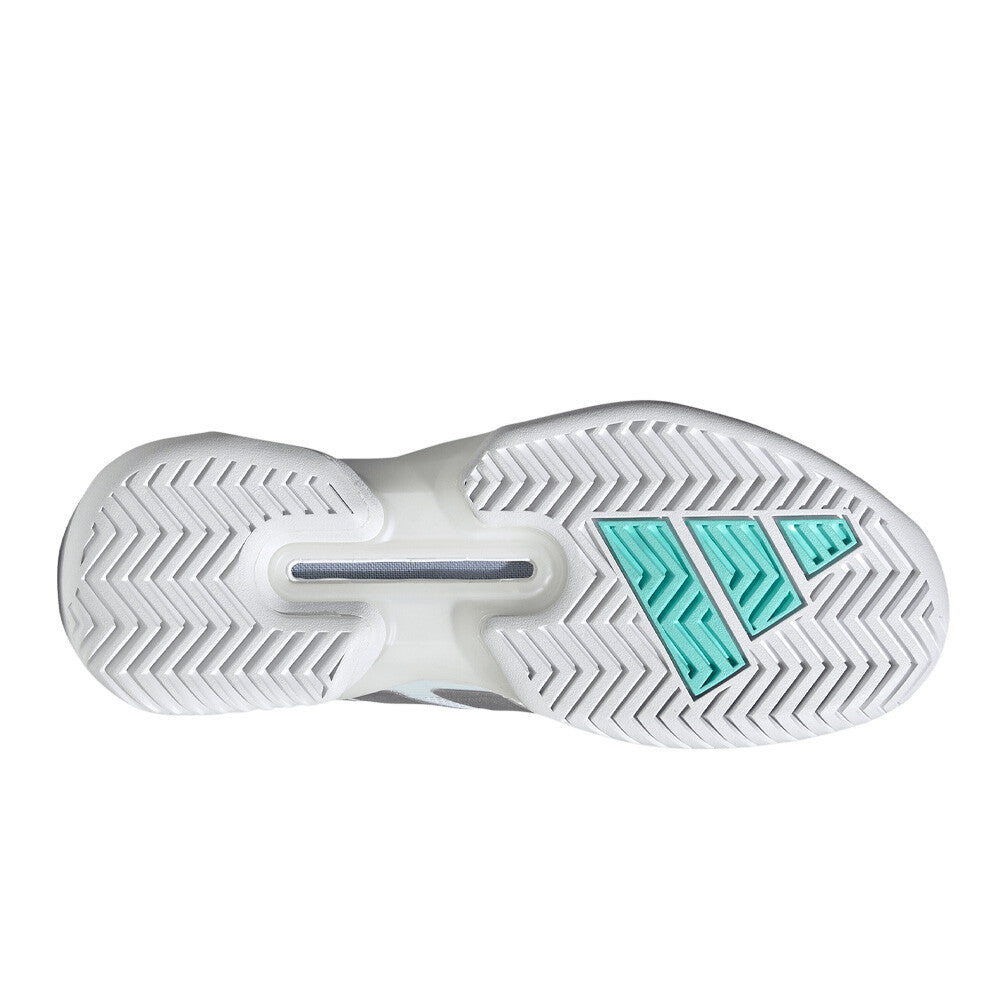 adidas Adizero Ubersonic 5 Women's Tennis Shoes - Cloud White/Silver Metallic/Mint Tone
