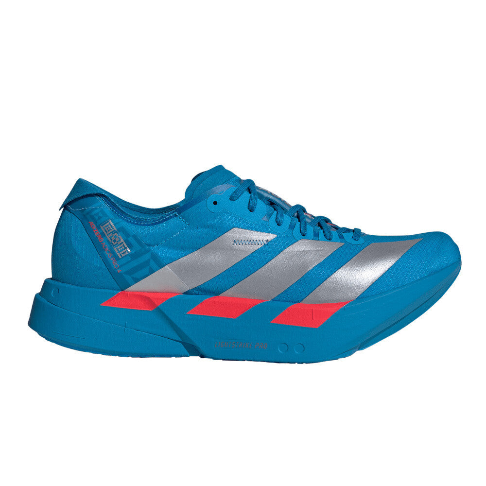 adidas Adizero Adios Pro 4 Men's Running Shoes - Solar Blue/Silver Metallic/Lucid Red