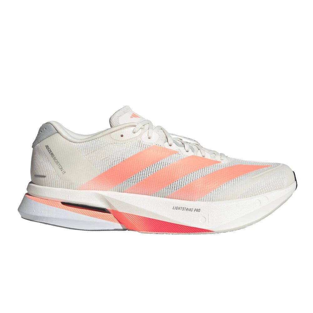 adidas Adizero Boston 13 Men's Running Shoes - Off White/Lucid Orange/Grey