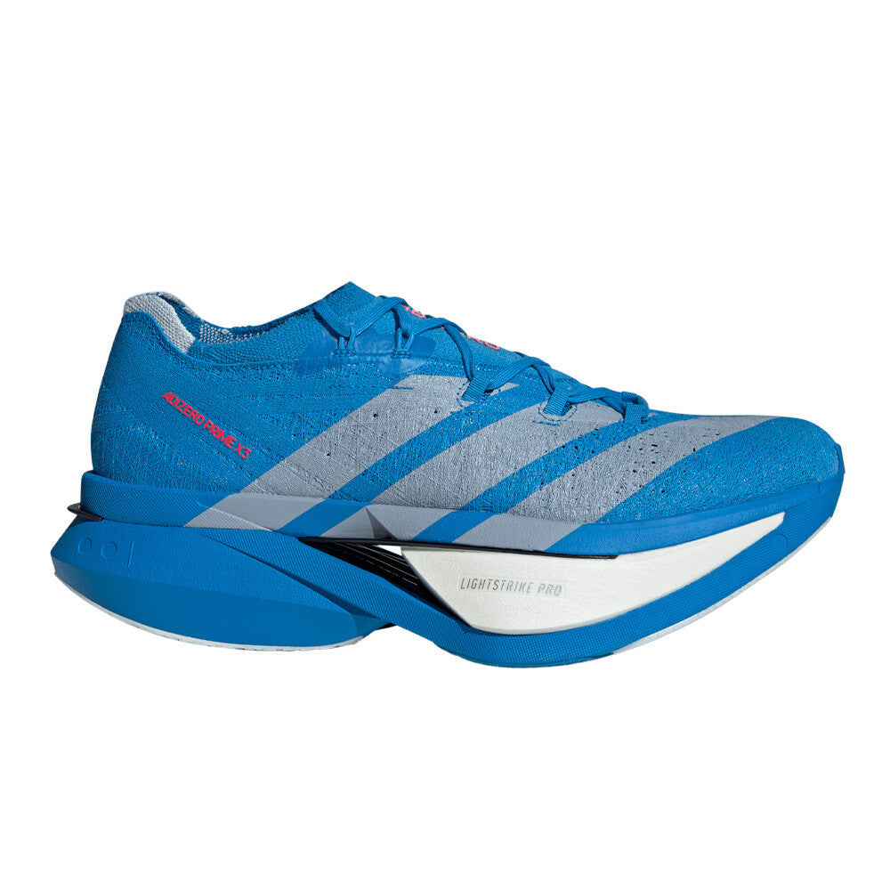 adidas Adizero Prime X3 Strung Men's Running Shoes - Solar Blue/Silver Metallic/Lucid Red